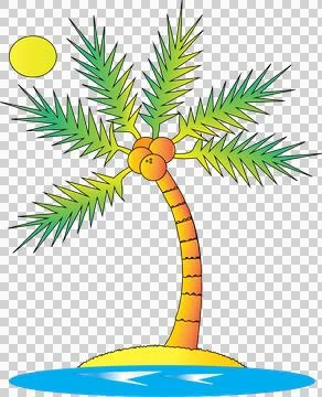 Palm Tree with Sun on the Ocean Stock Illustration