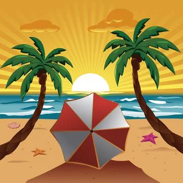 PALM TREE sunset Stock Illustration