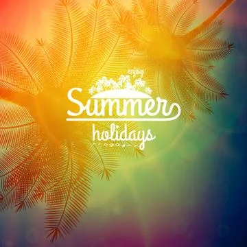 Palm Tree Sunset typography poster. Stock Illustration