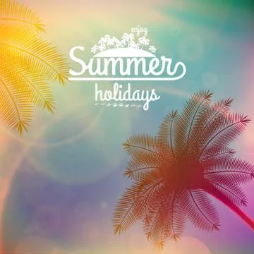 Palm Tree Sunset typography poster. Stock Illustration