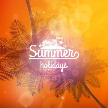 Palm Tree Sunset typography poster. Stock Illustration