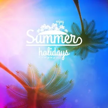 Palm Tree Sunset typography poster. Stock Illustration