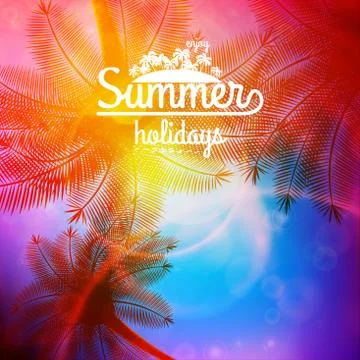 Palm Tree Sunset typography poster. Stock Illustration