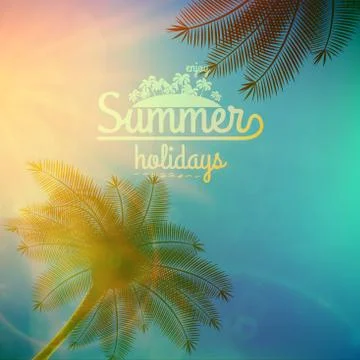 Palm Tree Sunset typography poster. Stock Illustration