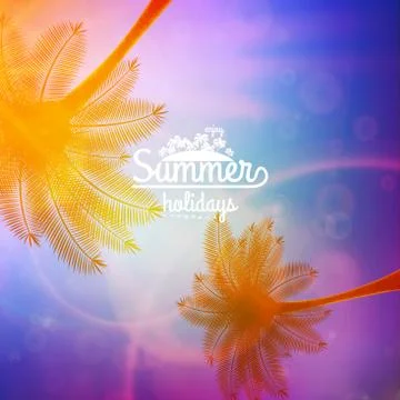 Palm Tree Sunset typography poster. Stock Illustration