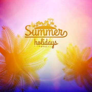 Palm Tree Sunset typography poster. Stock Illustration