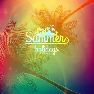 Palm Tree Sunset typography poster. Stock Illustration