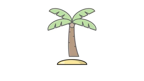 A palm tree with a tall trunk and lush green fronds leaves a plain background Stock Footage 335137296