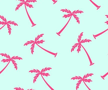 Palm tree, tree, plants, nature and tropics, seamless vector background Stock Illustration
