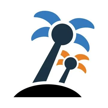 Palm tree, tree, sun, summer icon Stock Illustration