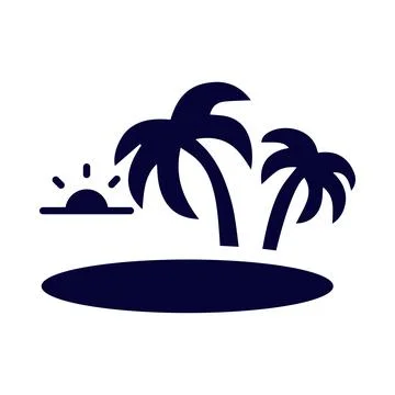 Palm tree, tree, sun, summer icon Stock Illustration