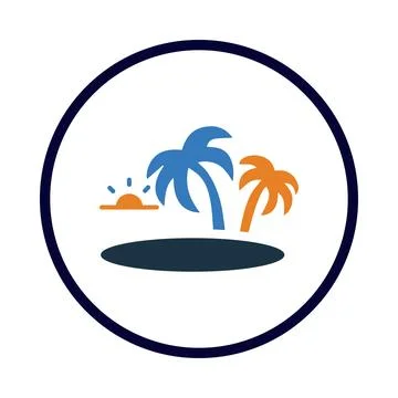 Palm tree, tree, sun, summer icon Stock Illustration