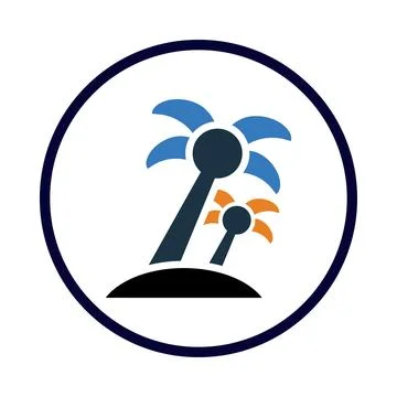 Palm tree, tree, sun, summer icon Stock Illustration
