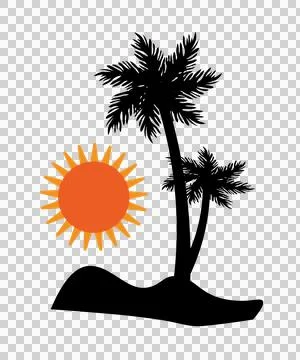 Palm Tree Trees And Sun Silhouette landscape Stock Illustration