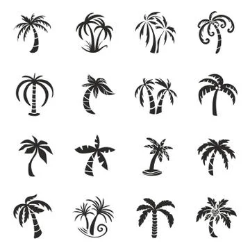 Palm Tree Vector Icons Stock Illustration