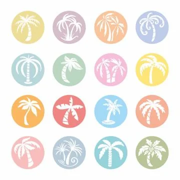 Palm Tree Vector Icons Stock Illustration