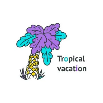 Palm tree vector illustration in doodle style Illustrazione stock