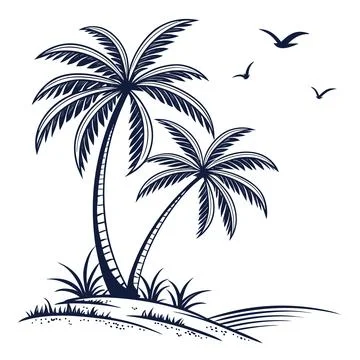 Palm Tree Vector Illustration Minimal Tropical De (1) vector illustration d.. Stock Illustration