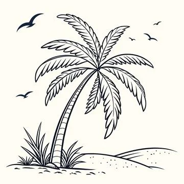 Palm Tree Vector Illustration Minimal Tropical De vector illustration design  Stock Illustration