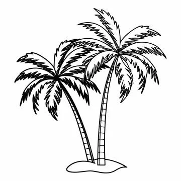 Palm Tree Vector Illustration Tropical Flat Desig (1) vector illustration d.. Stock Illustration