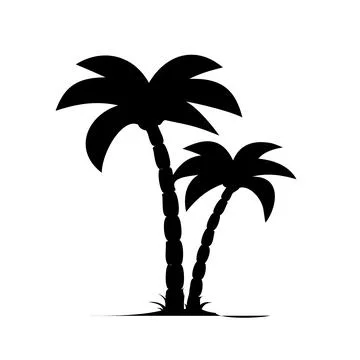 Palm tree vector island coconut cartoon black icon. Palmtree island desert Stock Illustration