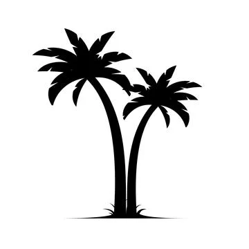 Palm tree vector island coconut cartoon black icon. Palmtree island desert Stock Illustration