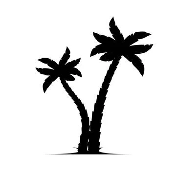 Palm tree vector island coconut cartoon black icon. Palmtree island desert Stock Illustration