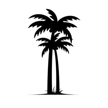 Palm tree vector island coconut cartoon black icon. Palmtree island desert Stock Illustration