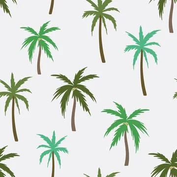 Palm tree vector pattern design on white background Stock Illustration