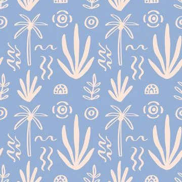 Palm tree vector seamless pattern. Tropical summer background 스톡 일러스트