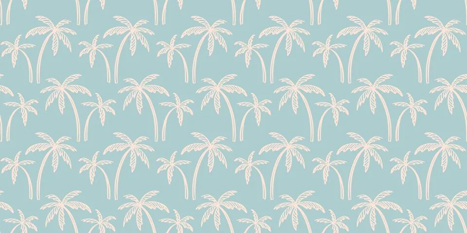 Palm tree vector seamless pattern, tropical summer background 스톡 일러스트