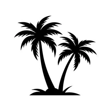 A Palm tree vector silhouette isolated on a white background Stock Illustration