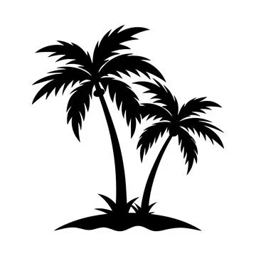 A Palm tree vector silhouette isolated on a white background Stock Illustration