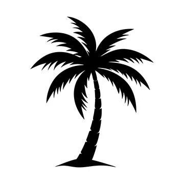 A Palm tree vector silhouette isolated on white background Stock Illustration
