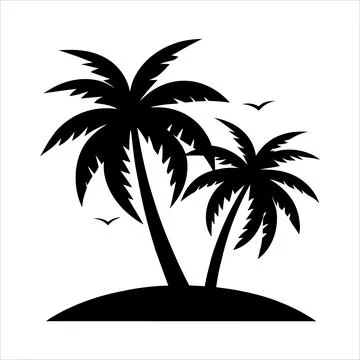 A Palm tree vector silhouette isolated on a white background Stock Illustration