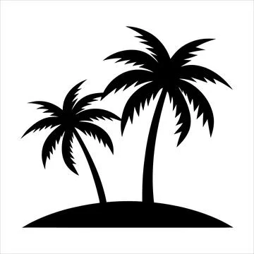 A Palm tree vector silhouette isolated on a white background Stock Illustration