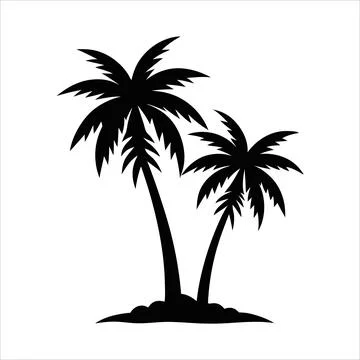 A Palm tree vector silhouette isolated on a white background Stock Illustration