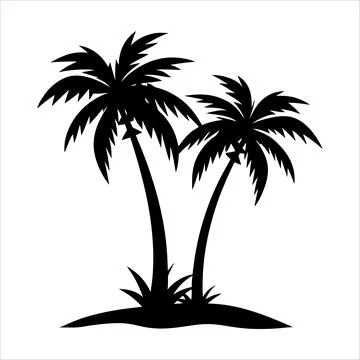 A Palm tree vector silhouette isolated on a white background Stock Illustration