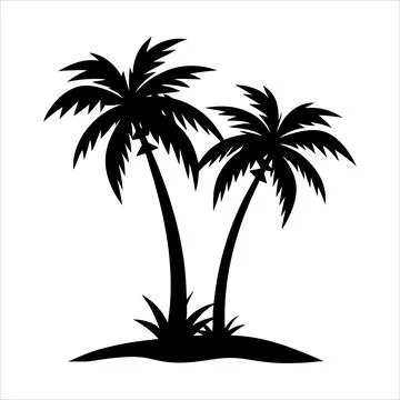 A Palm tree vector silhouette isolated on a white background Stock Illustration
