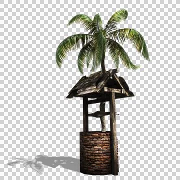 Palm tree in well Stock Illustration