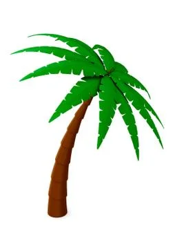 Palm tree on white background. Isolated 3D illustration 스톡 일러스트
