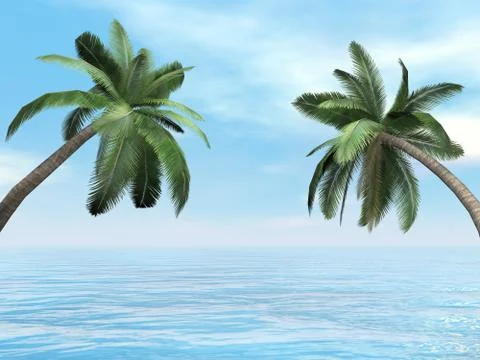 Palm trees - 3D render Stock Illustration