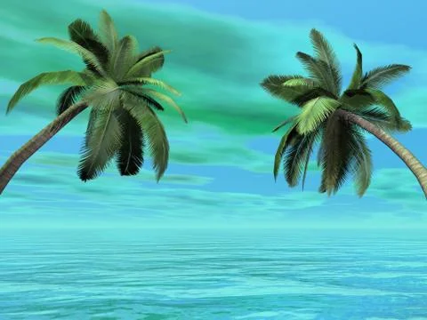 Palm trees - 3D render Stock Illustration