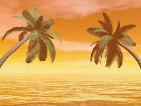 Palm trees - 3D render Stock Illustration