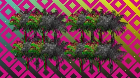 Palm trees and square patterns Stockbeeldmateriaal 109179020