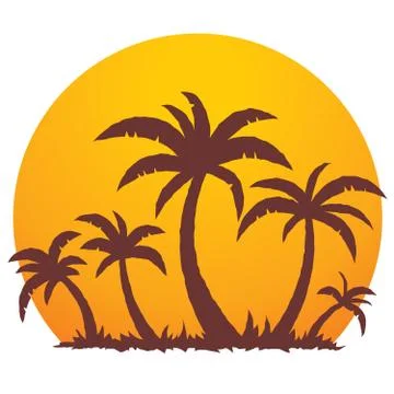 Palm Trees and Summer Sunset Illustrazione stock