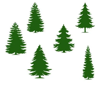 Palm trees are set isolated on a white background. Palm silhouettes Stock Illustration
