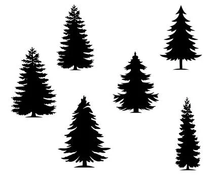 Palm trees are set isolated on a white background. Palm silhouettes Stock Illustration