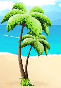 Palm trees on a beach Stock Illustration