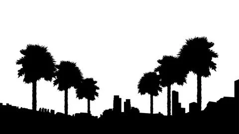 Palm trees beach vector silhouette. Coconut palm on Beach vector. EPS 10 Stock Illustration